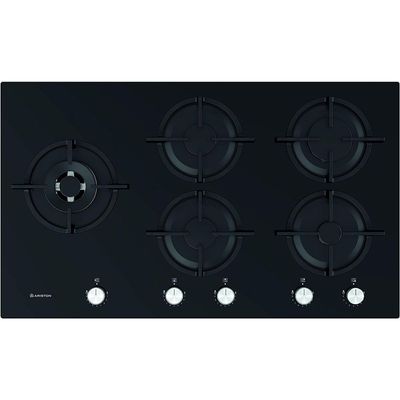 Ariston 90cm 5 Burner Gas Hob Enamelled Grids AGS92SBK Black